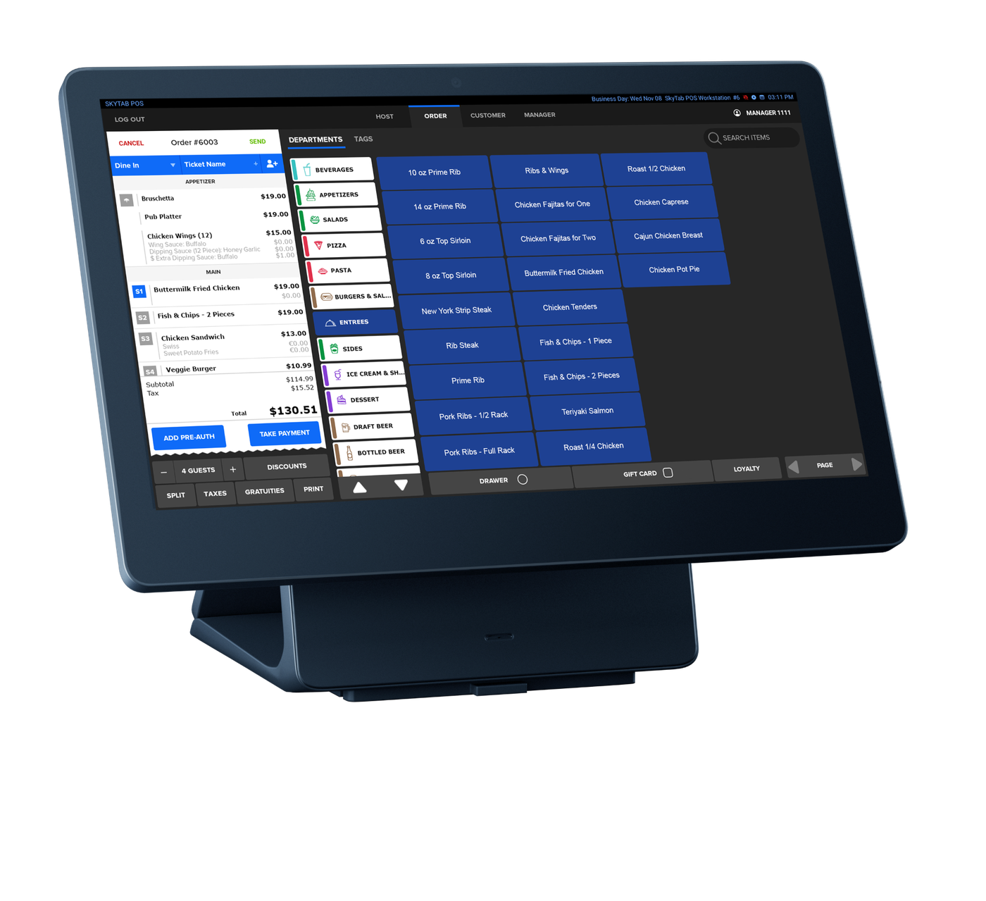 Shift4 Dine SkyTab POS workstation